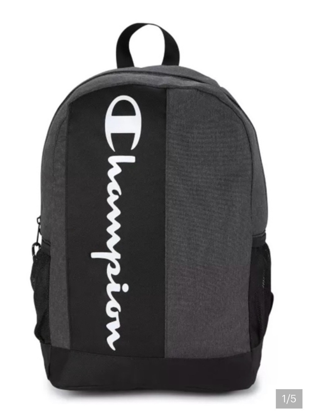 Champion Men's Gray and Black Vertical Logo Backpack
